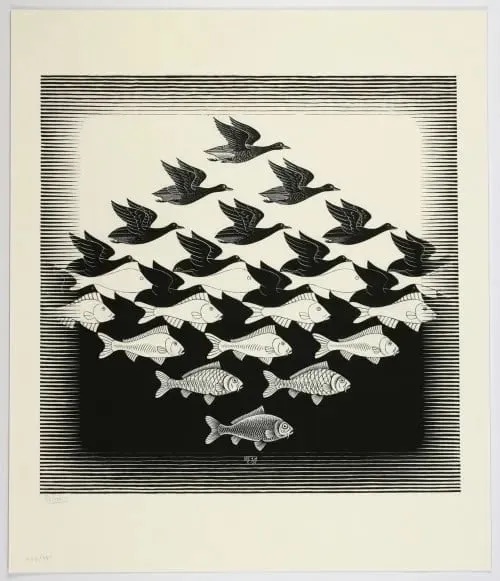 M.C. Escher "Sky and Water I" Etching