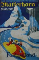 Disneyland Matterhorn Bobsled Poster backed on linen