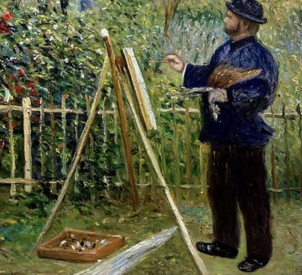 Pierre Auguste Renoir "Monet Painting in His Garden at Argenteuil, 1873" Oil Painting, After - Image 5 of 5