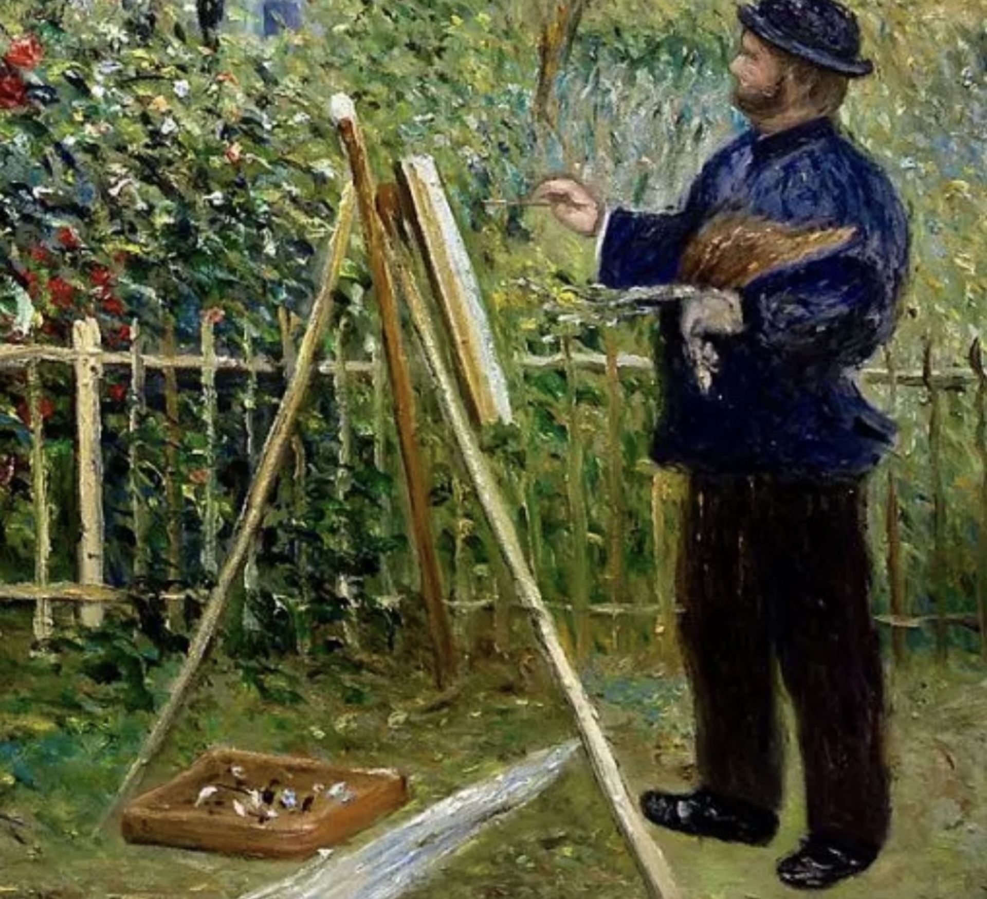 Pierre Auguste Renoir "Monet Painting in His Garden at Argenteuil, 1873" Oil Painting, After - Bild 5 aus 5