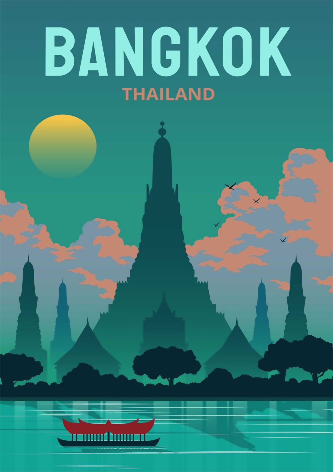 Bangkok, Thailand Travel Poster