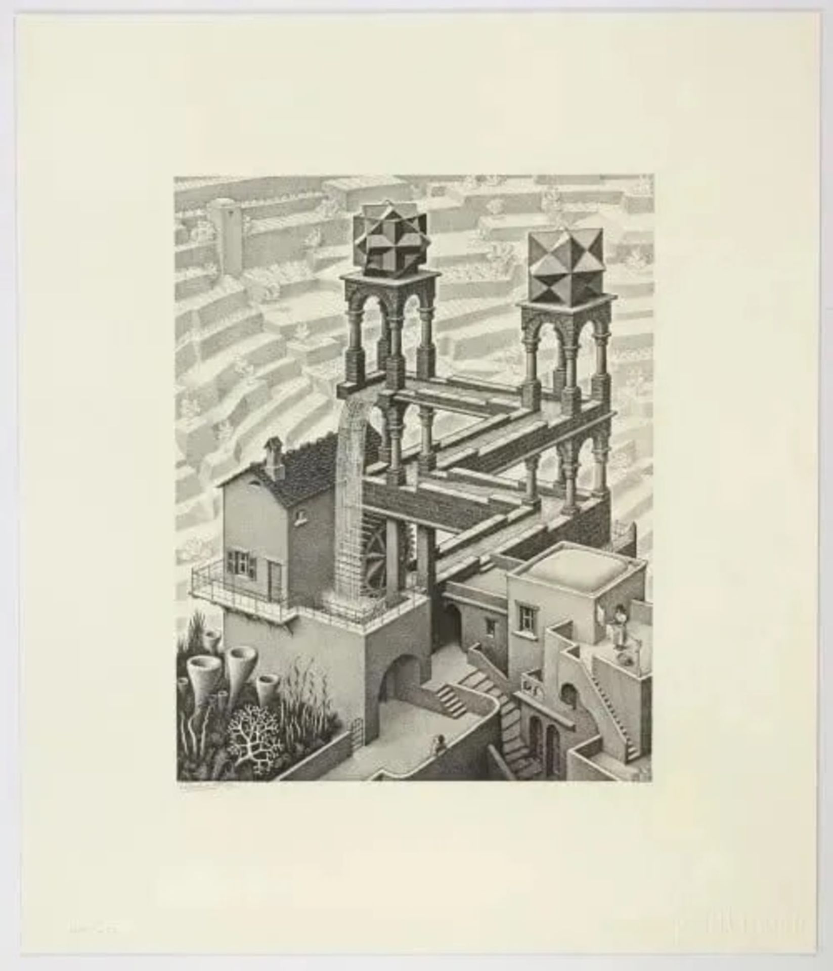 M.C. Escher "Waterfall" Etching