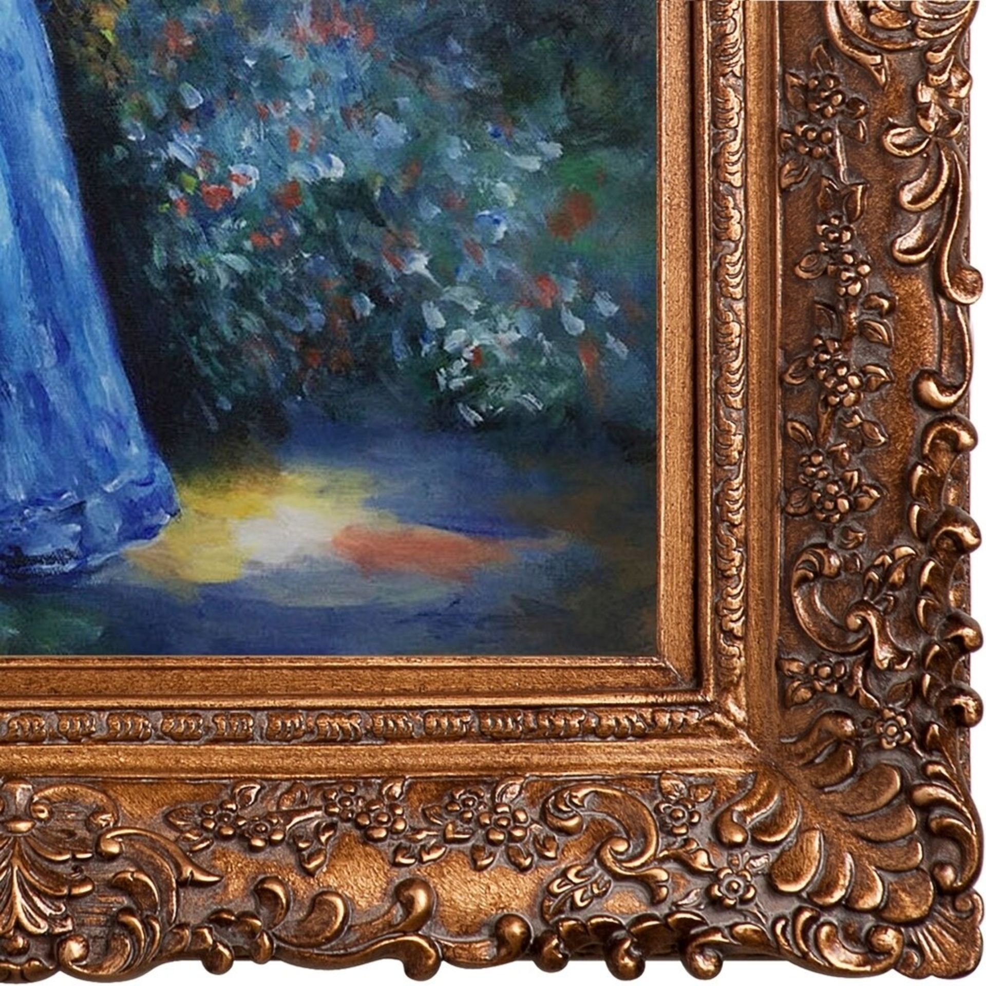 Pierre Auguste Renoir "Woman in a Blue Dress, Standing in the Garden of St. Cloud" Oil Painting, - Bild 2 aus 4