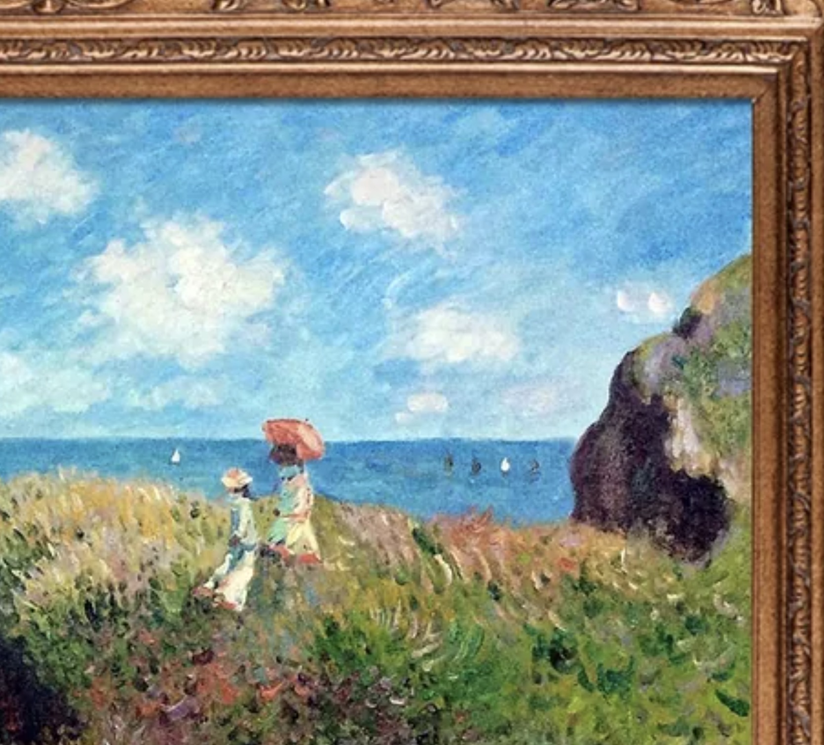 Claude Monet "Cliff Walk at Porville, 1882" Oil Painting, After - Image 4 of 6