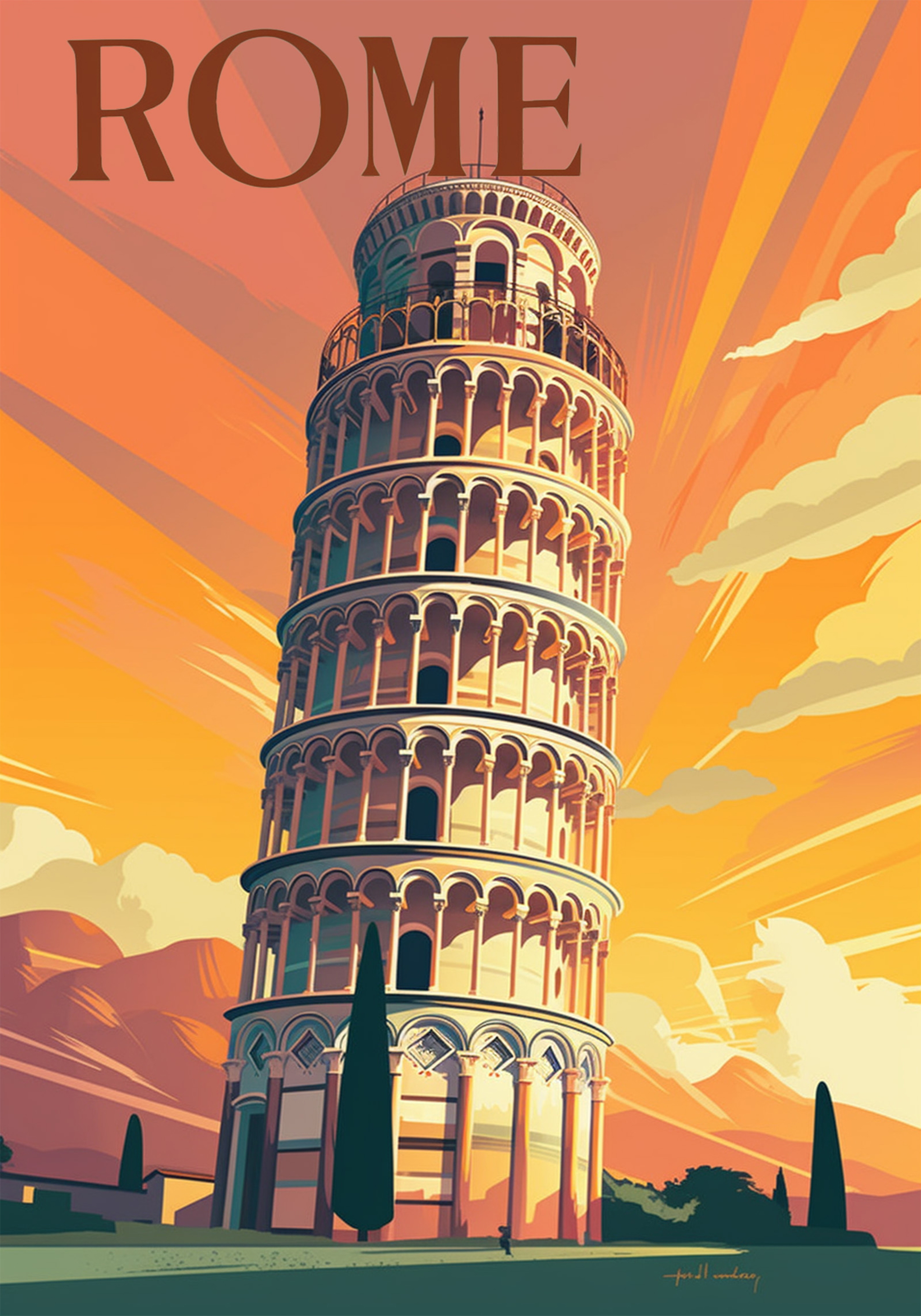 Rome, Italy Travel Poster