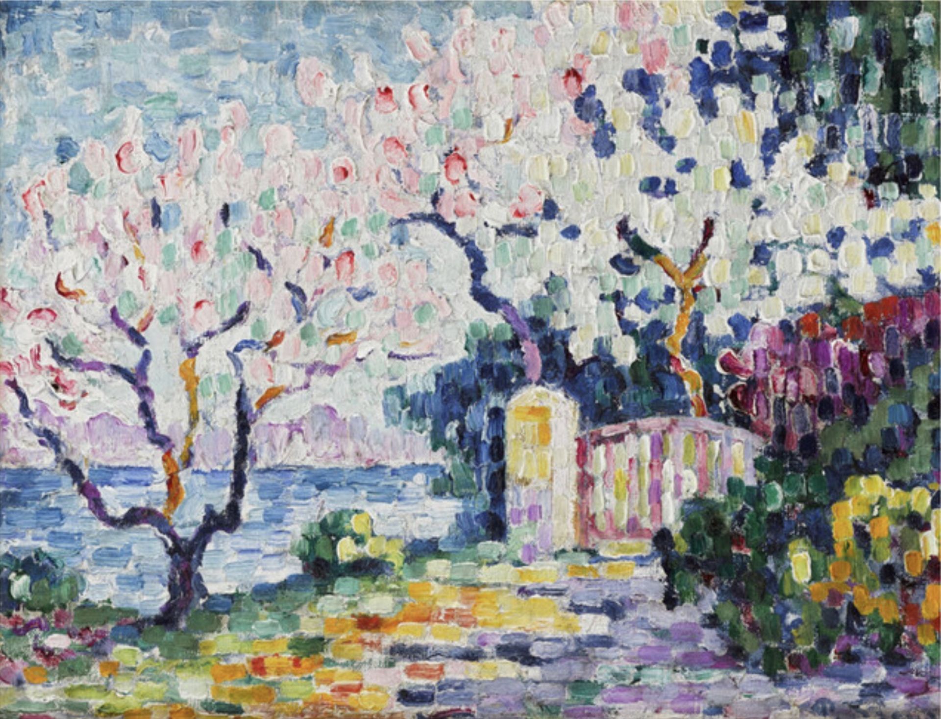 Paul Signac "Alomd Trees in Flower, 1902" Offset Lithograph