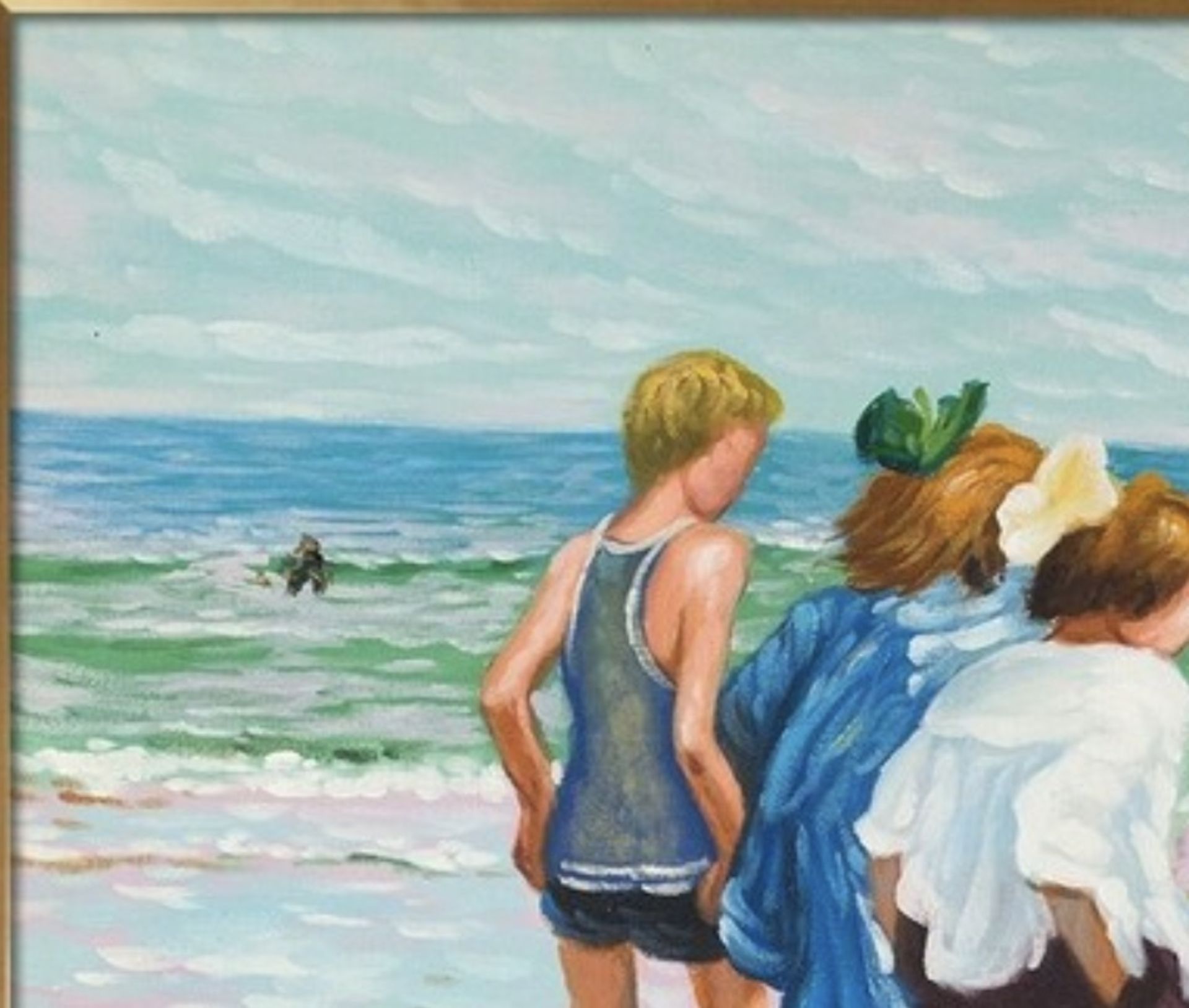 Edward Henry Potthast "Summer Day, Brighton Beach" Oil Painting, After - Bild 3 aus 6