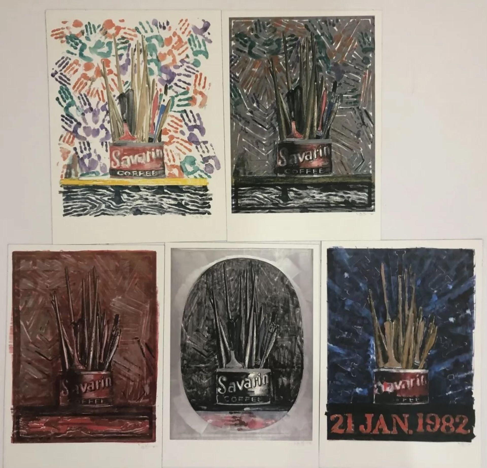 Grouping of 5 Jasper Johns Offset Lithographs