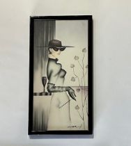 ATTRIBUTED TO PATRICK NAGEL OIL ON CANVAS PAINTING