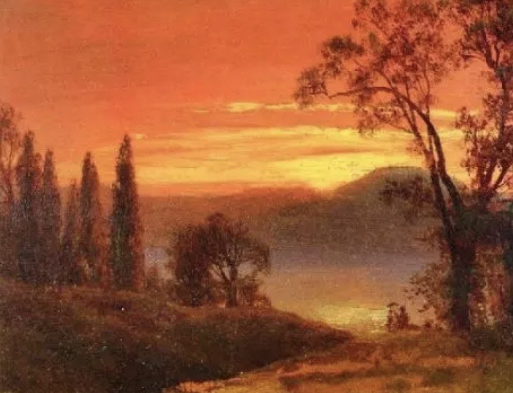 Albert Bierstadt "Sunset over the River" Oil Painting, After - Image 4 of 5