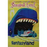 Disneyland Storybook Land Poster backed on linen
