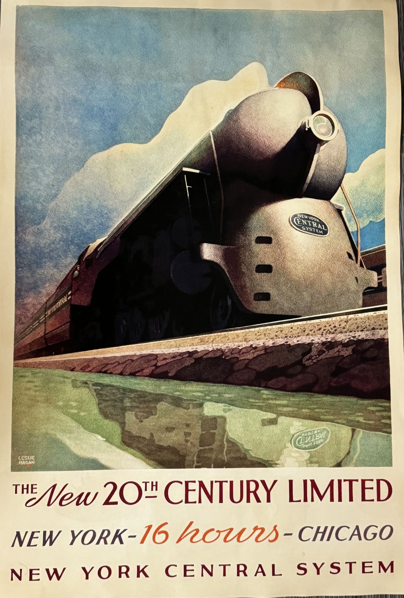 New York To Chicago Offset Lithograph Poster