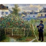 Pierre Auguste Renoir "Monet Painting in His Garden at Argenteuil, 1873" Oil Painting, After
