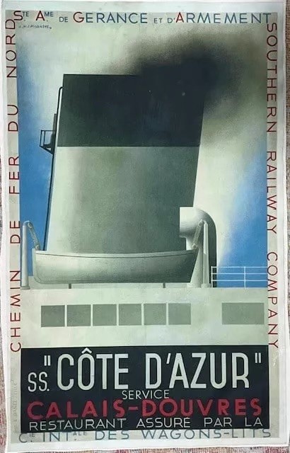 A.M. Cassandre Cote D'Azur Cruise Travel Poster
