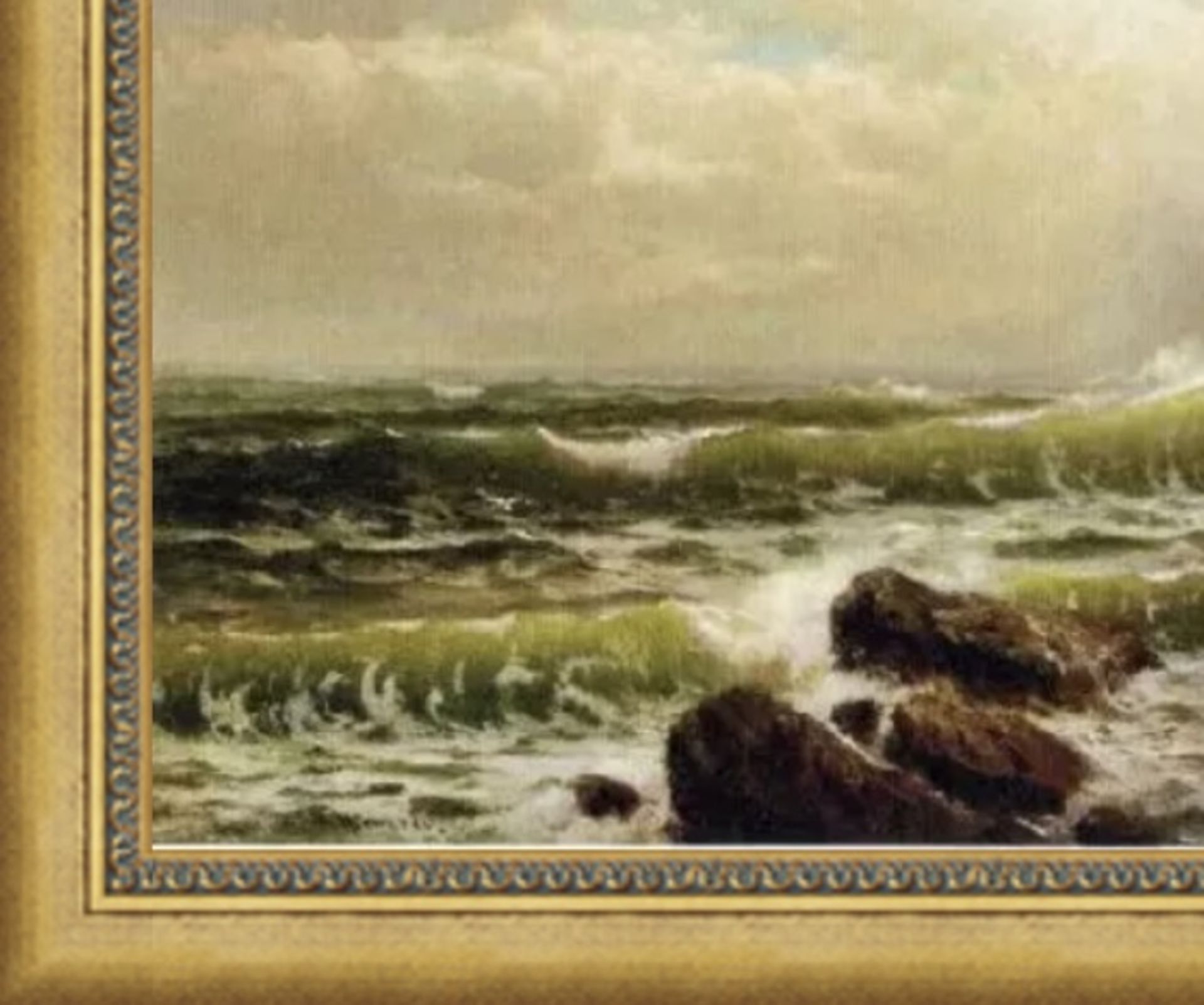 William Trost Richards "Cliffs of Dover" Oil Painting, After - Bild 4 aus 5