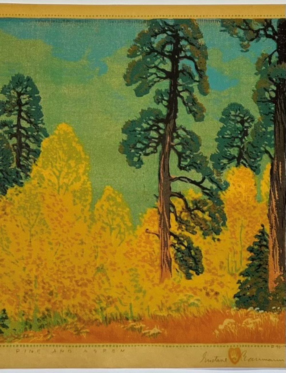 GUSTAVE BAUMANN PINE AND ASPENS PRINT - Image 4 of 7