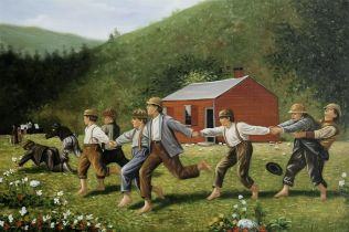 Winslow Homer "Snap the Whip, 1872" Oil Painting, After