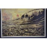 Sheppard Fairey, Signed Offset Lithograph (waves)