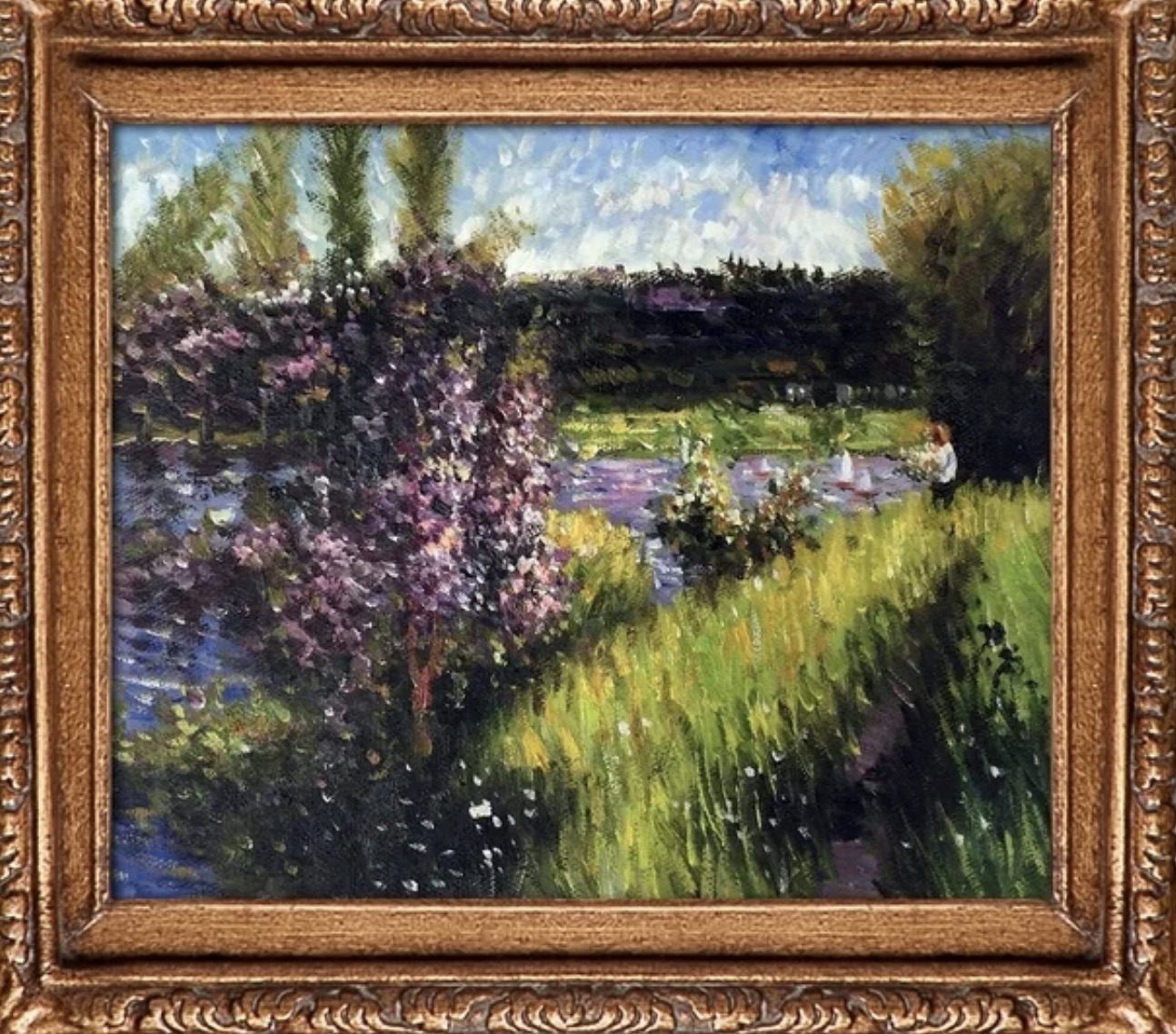 Pierre Auguste Renoir "The Seine at Chatou" Oil Painting, After - Image 3 of 5