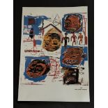 Jean Michel Basquiat offset lithograph plate signed hand numbered