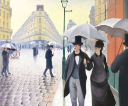 Gustave Caillebotte "A Paris Street, Rainy Day, 1877" Oil Painting, After