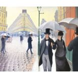 Gustave Caillebotte "A Paris Street, Rainy Day, 1877" Oil Painting, After