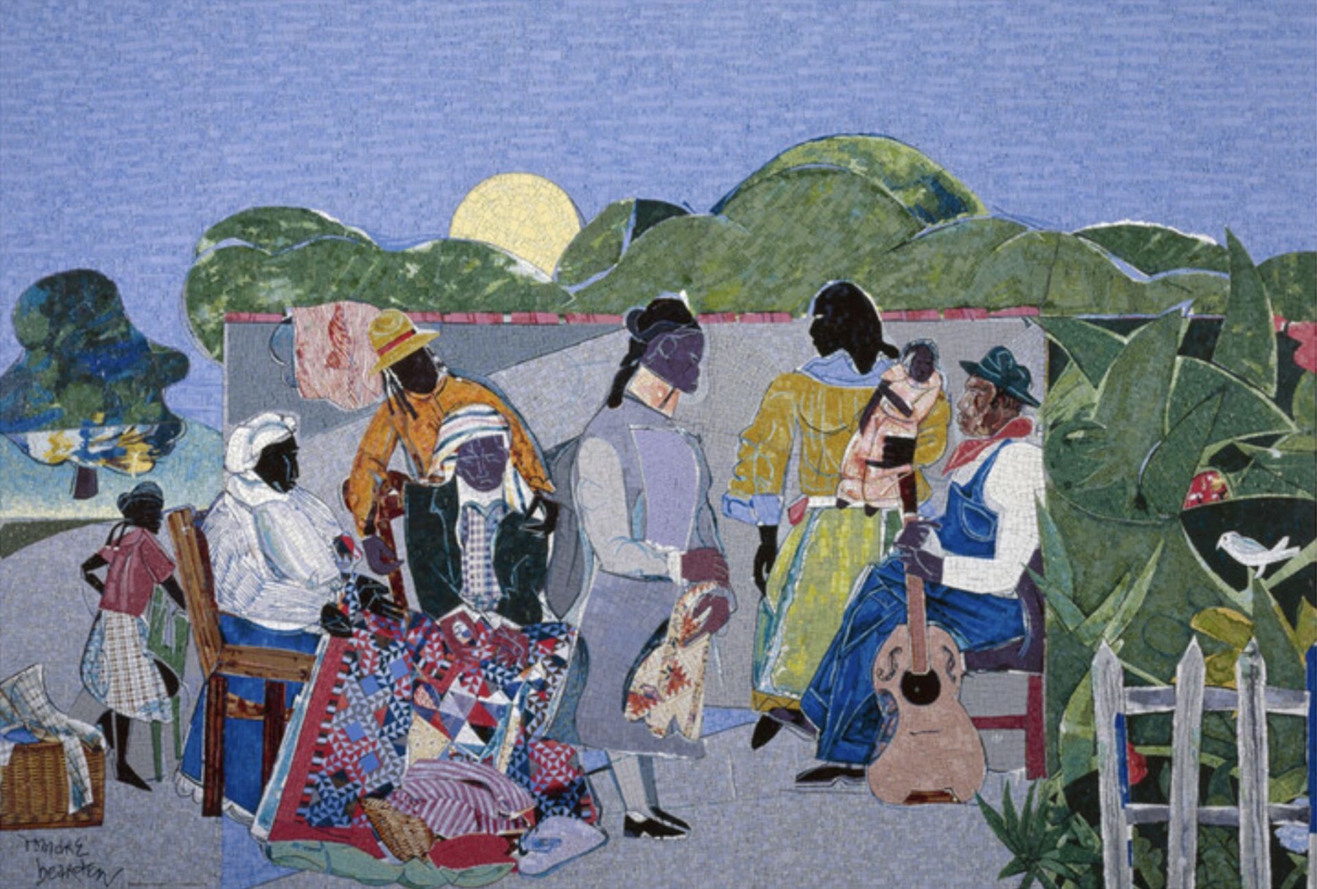 Romare Bearden "Quilting Time, 1986" Offset Lithograph