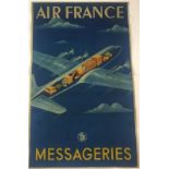 Badia Vilato - Air France Vintage Lithograph on Linen