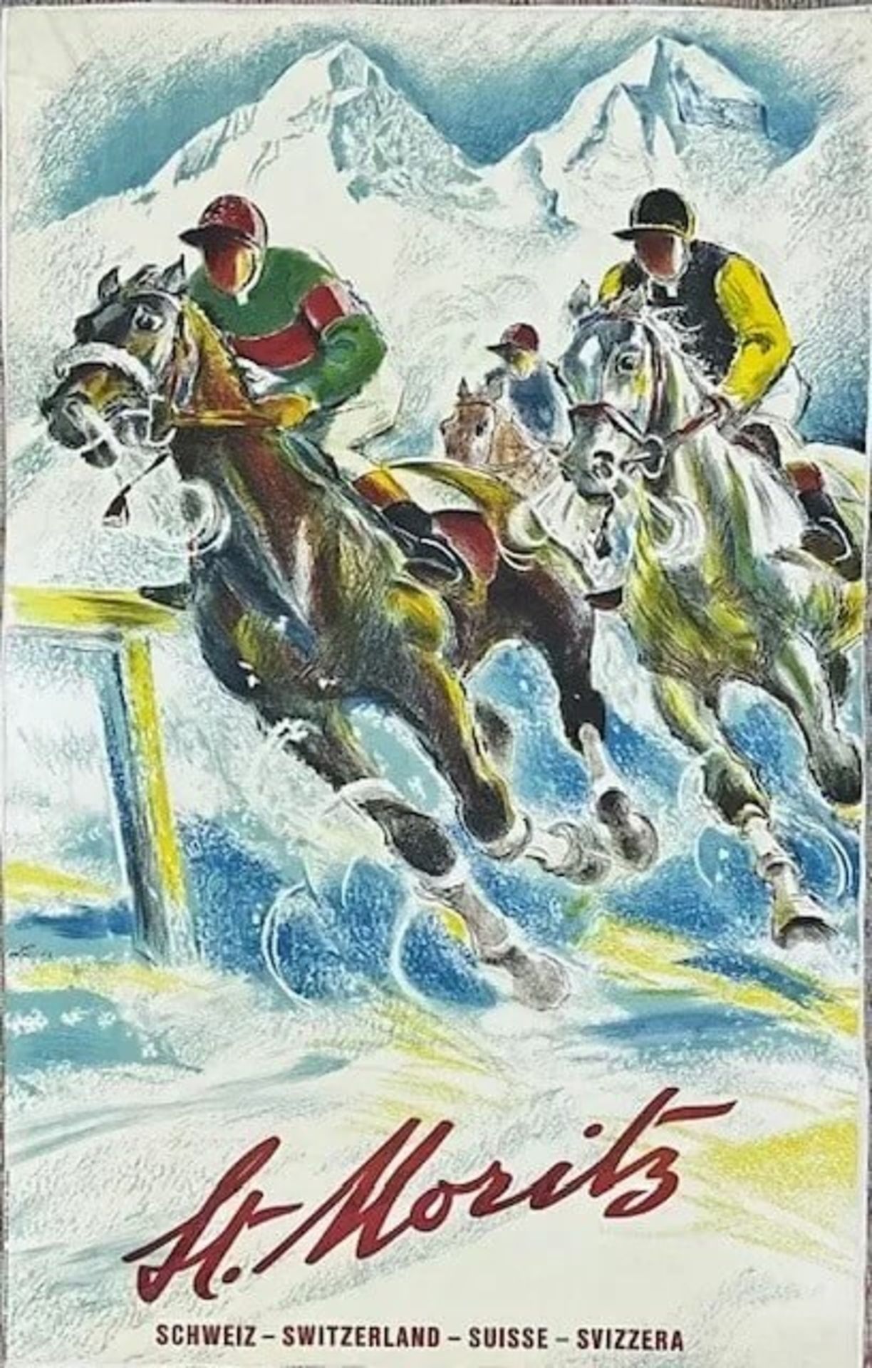 Hugo Laubi St. Moritz Swiss Horse Racing Poster