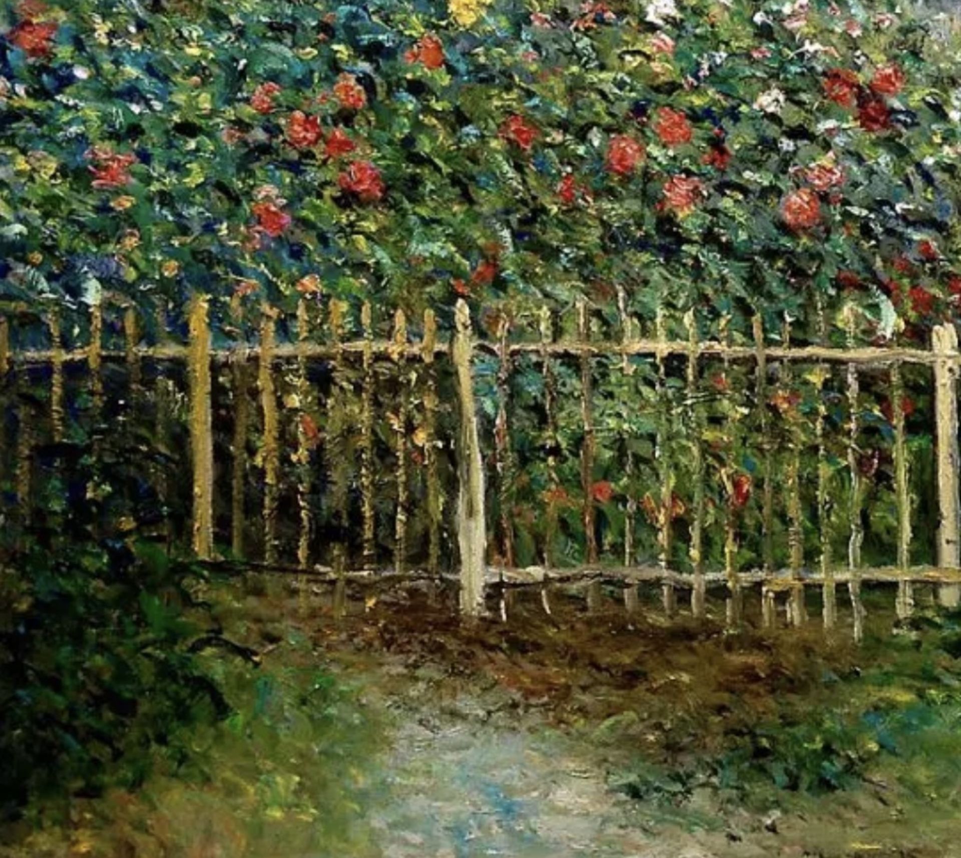 Pierre Auguste Renoir "Monet Painting in His Garden at Argenteuil, 1873" Oil Painting, After - Image 4 of 5