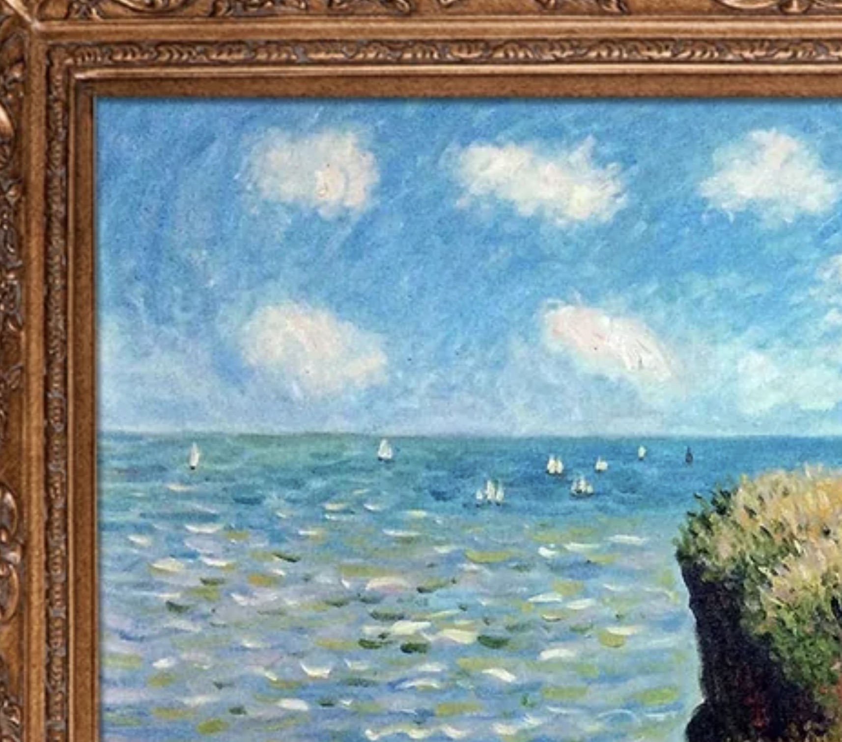 Claude Monet "Cliff Walk at Porville, 1882" Oil Painting, After - Image 3 of 6