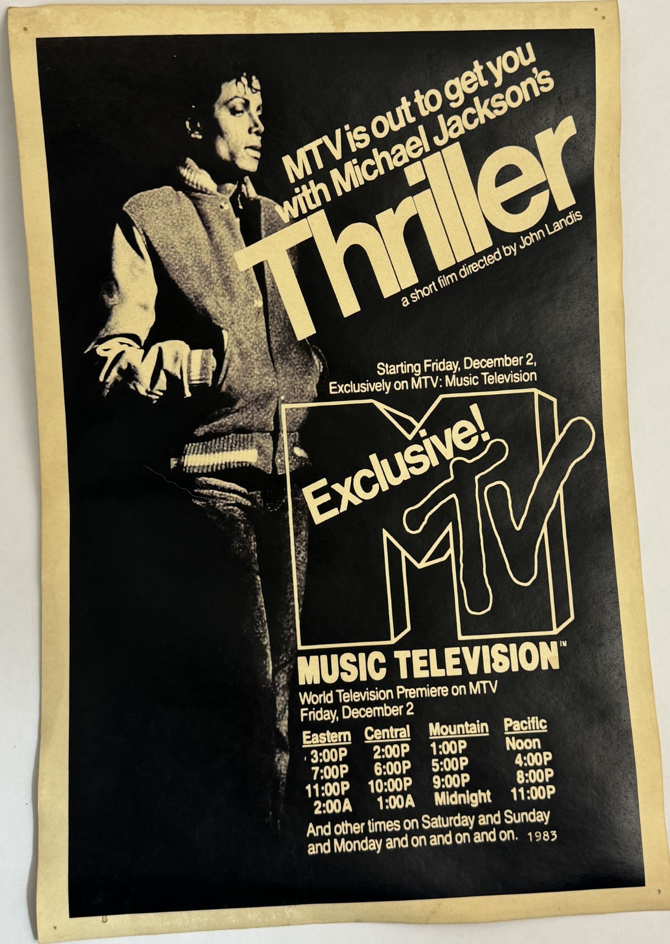 Micheal Jackson MTV Thriller Concert Poster
