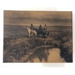 Edward Curtis (The Three Chiefs) Goldtone Glass Photo