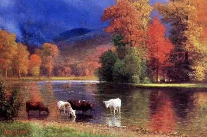 Albert Bierstadt "On the Saco" Oil Painting, After - Image 4 of 5