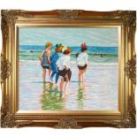 Edward Henry Potthast "Summer Day, Brighton Beach" Oil Painting, After