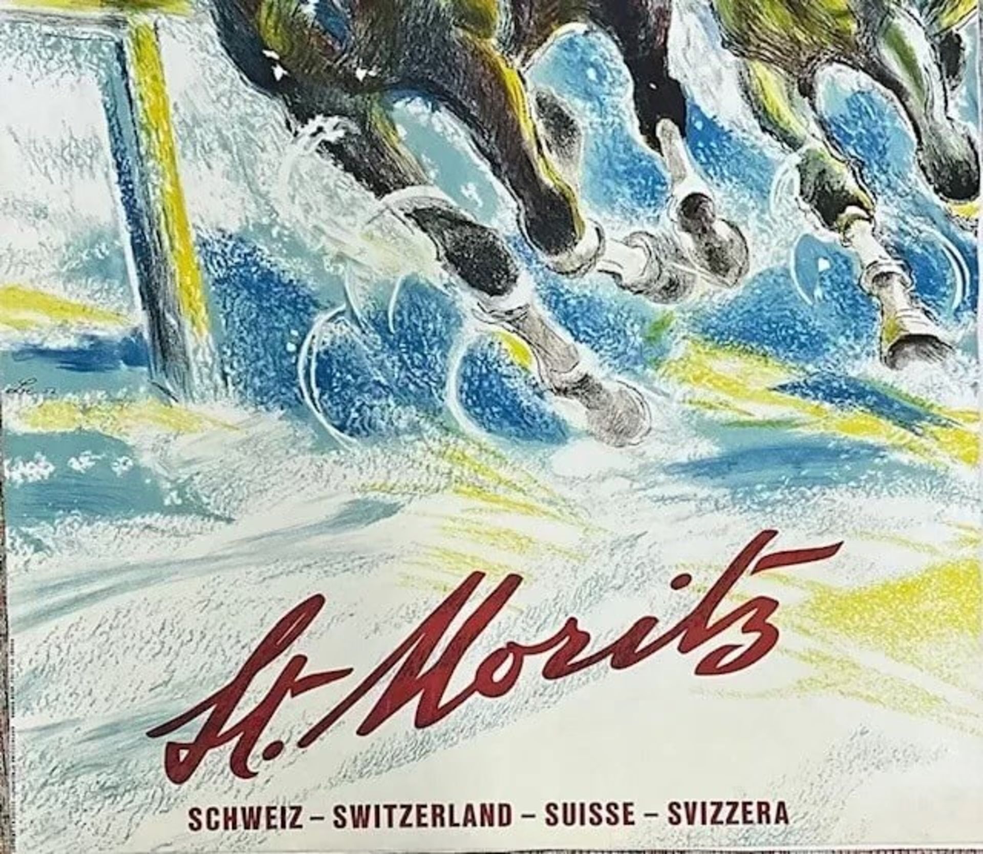 Hugo Laubi St. Moritz Swiss Horse Racing Poster - Bild 3 aus 4