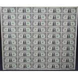 Uncut Dollar Bill Paper Currency Sheet