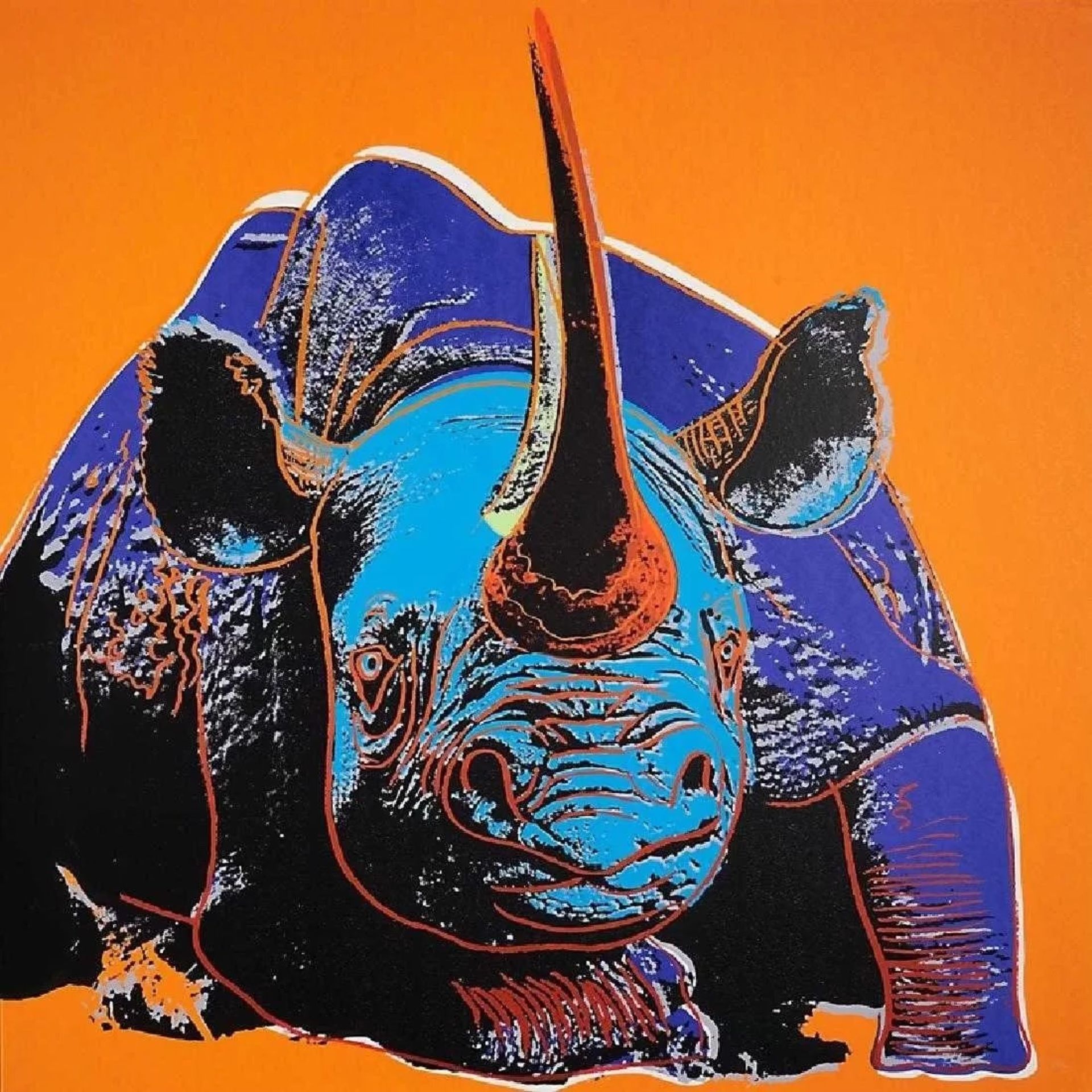 After Andy Warhol Black Rhinoceros Screenprint (w/stamp)