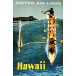 United Airlines Hawaii Offset Lithograph Poster