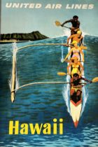 United Airlines Hawaii Offset Lithograph Poster
