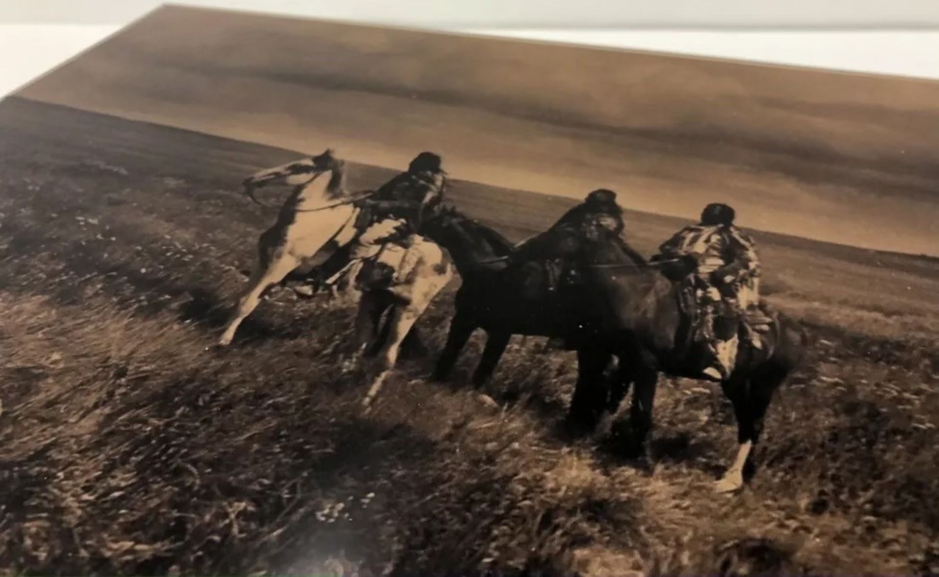 Edward Curtis ( The Three Chiefs) Goldtone Glass Photo - Image 2 of 5