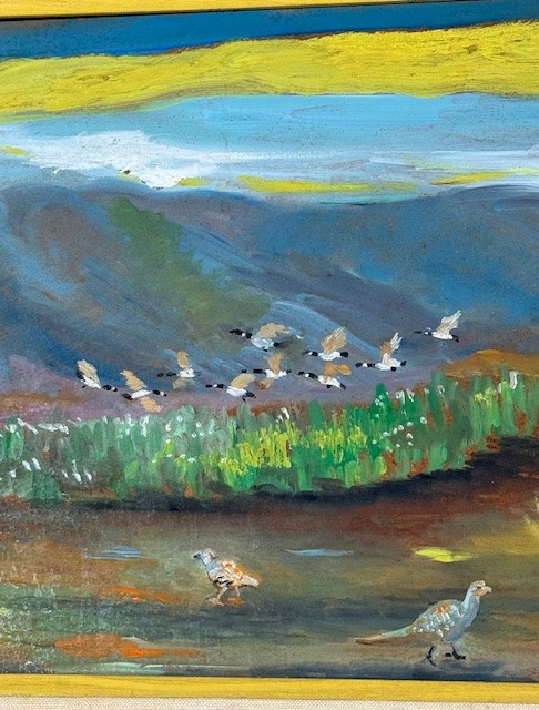 GRACE MORALES GEESE IN FLIGHT OIL ON BOARD PAINTING - Image 4 of 7