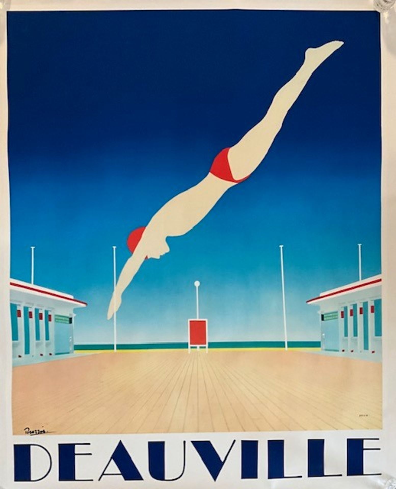 Deauville French Tourism Poster by Razzia, Signed & On Linen 1982 - Bild 2 aus 6