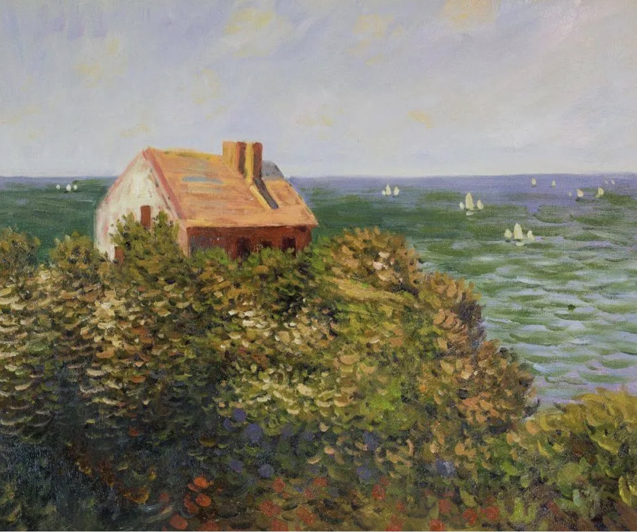 Claude Monet "Fishermans Cottage at Varengeville, 1882" Oil Painting