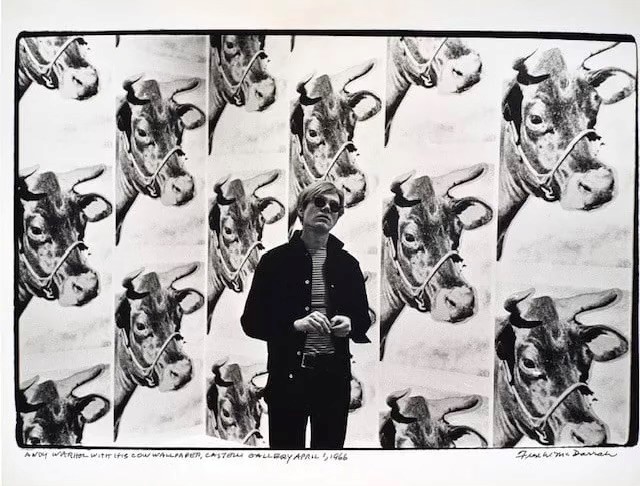 FRED MCDARRAH Andy Warhol with his Cow Wallpaper, Castelli Gallery Photo print