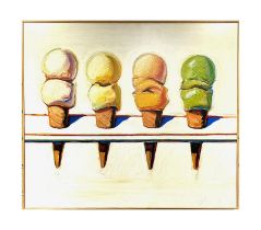 Wayne Thiebaud "Four Ice Cream Cones, 1964" Art Block Print