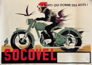 Vintage French Socovel Motorcycle Poster 1940â€™s