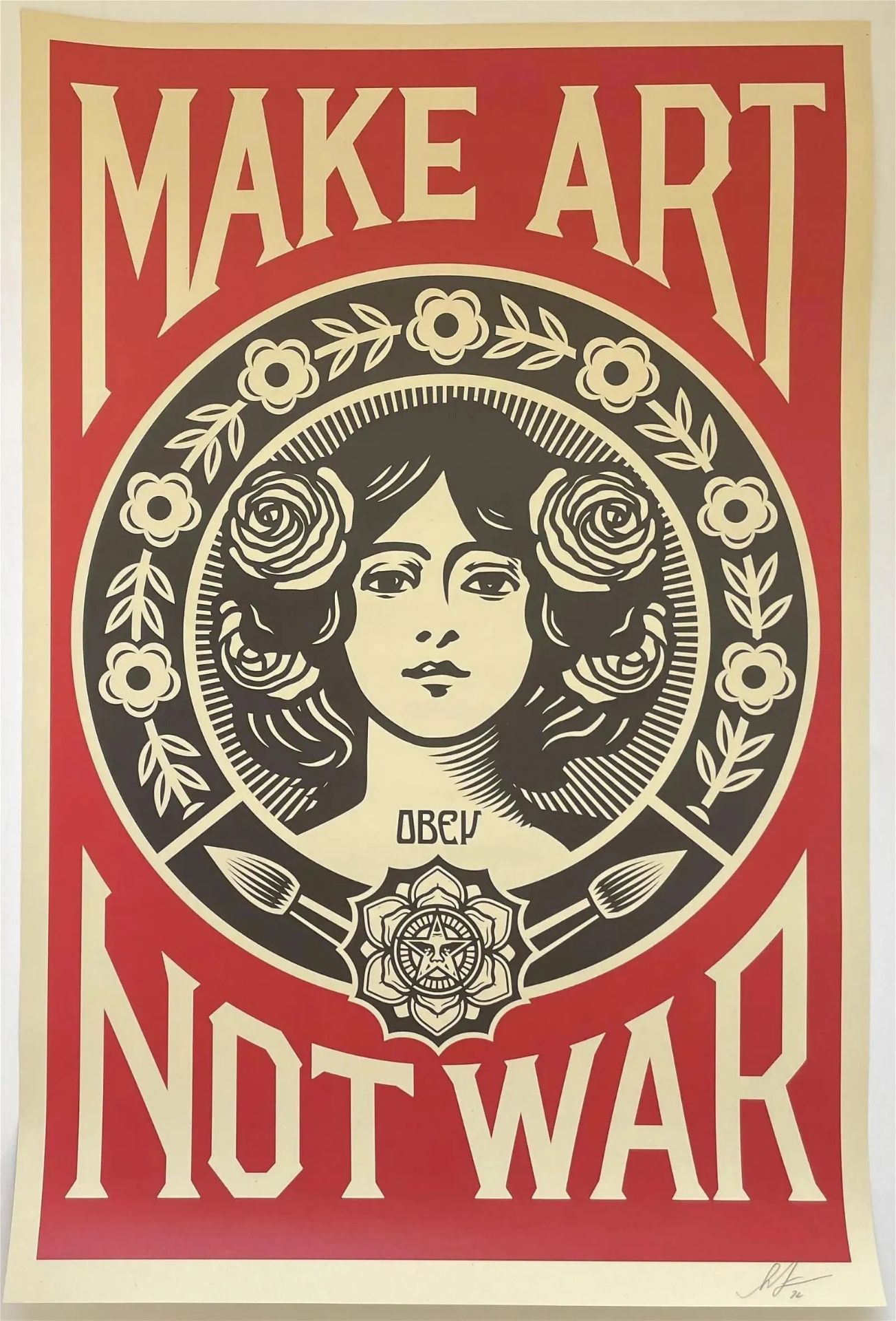 Shepard Fairey Signed "Make Art Not War" Offset Lithograph