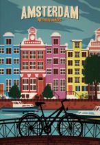 Amsterdam, Netherlands Travel Poster