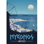 Mykonos, Greece Travel Poster